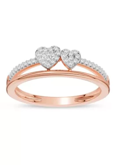 1/10 Ct.t.w. Diamond Heart Ring in Rose Gold plated Sterling Silver