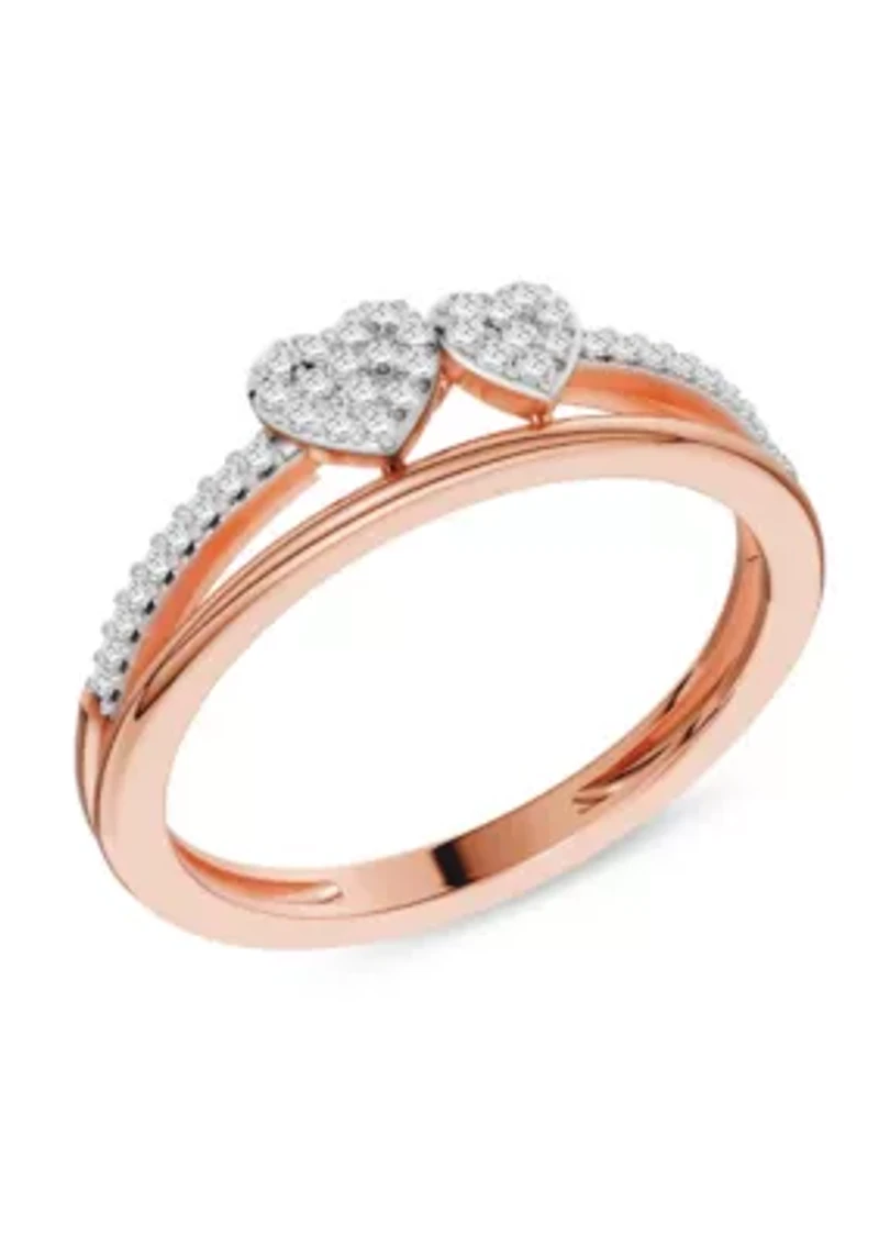 1/10 Ct.t.w. Diamond Heart Ring in Rose Gold plated Sterling Silver