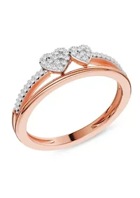 1/10 Ct.t.w. Diamond Heart Ring in Rose Gold plated Sterling Silver