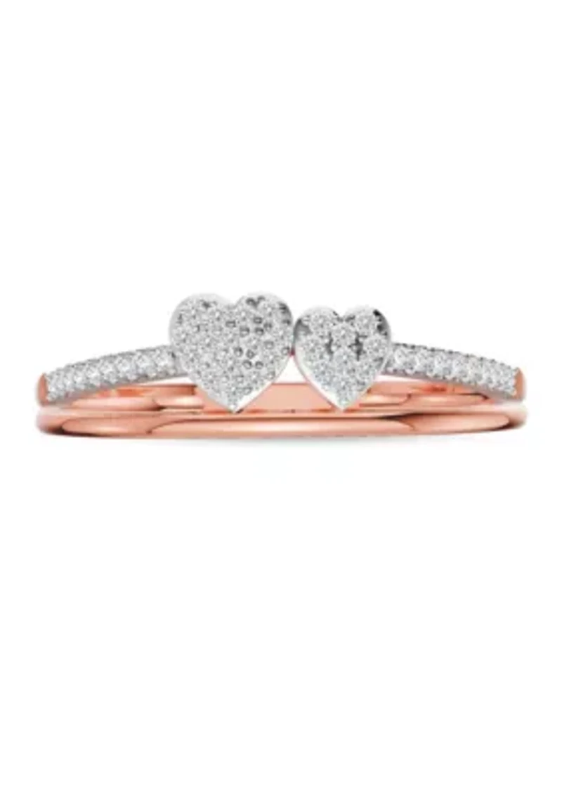 1/10 Ct.t.w. Diamond Heart Ring in Rose Gold plated Sterling Silver