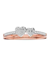 1/10 Ct.t.w. Diamond Heart Ring in Rose Gold plated Sterling Silver