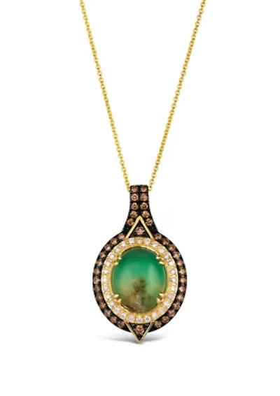 Pendant Necklace featuring 3.5 ct. t.w.. Peacock Aquaprase™, 3/8 ct. t.w. Chocolate Diamonds®, 1/4 ct. t.w. Nude Diamonds™ set in 14K Honey Gold™