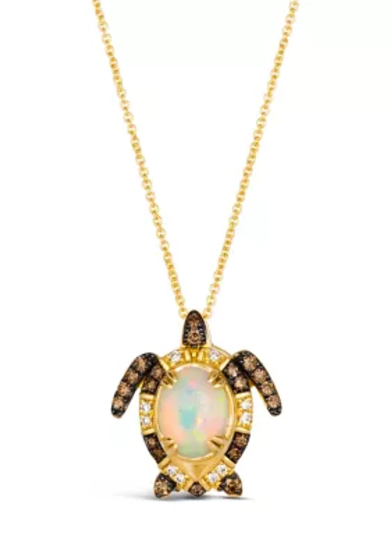 Le Vian Couture® Turtle Pendant Necklace featuring 1 ct. t.w. Neopolitan Opal™, 1/4 ct. t.w. Chocolate Diamonds®, 1/15 ct. t.w. Vanilla Diamonds® in 18K Honey Gold™