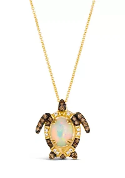 Le Vian Couture® Turtle Pendant Necklace featuring 1 ct. t.w. Neopolitan Opal™, 1/4 ct. t.w. Chocolate Diamonds®, 1/15 ct. t.w. Vanilla Diamonds® in 18K Honey Gold™
