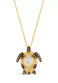 Le Vian Couture® Turtle Pendant Necklace featuring 1 ct. t.w. Neopolitan Opal™, 1/4 ct. t.w. Chocolate Diamonds®, 1/15 ct. t.w. Vanilla Diamonds® in 18K Honey Gold™
