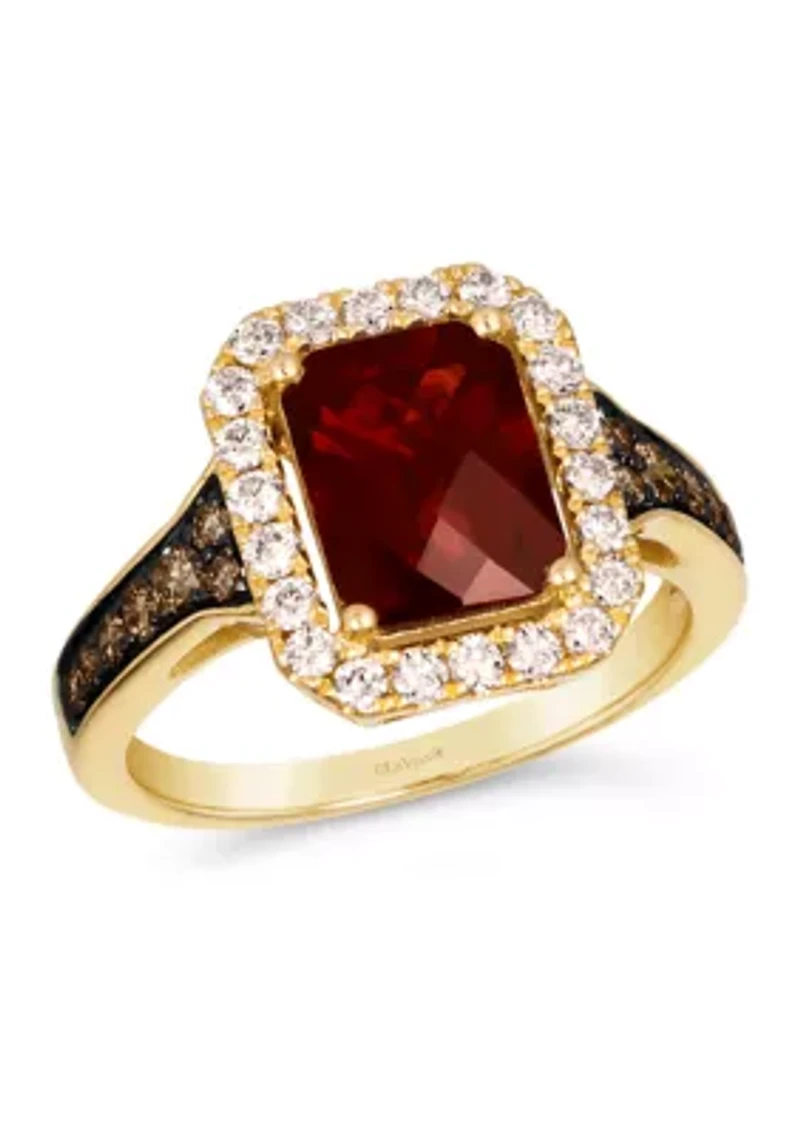 Ring featuring 2.3 ct. t.w. Pomegranate Garnet™, 1/4 ct. t.w. Chocolate Diamonds®, 3/8 ct. t.w. Nude Diamonds™ in 14K Honey Gold™
