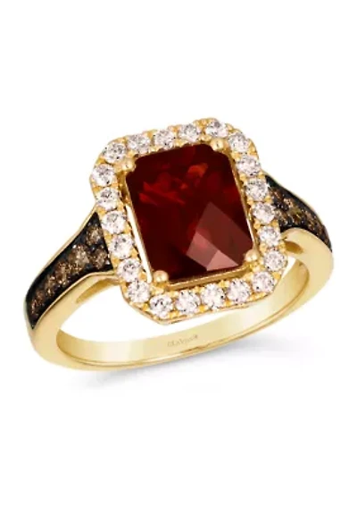 Ring featuring 2.3 ct. t.w. Pomegranate Garnet™, 1/4 ct. t.w. Chocolate Diamonds®, 3/8 ct. t.w. Nude Diamonds™ in 14K Honey Gold™