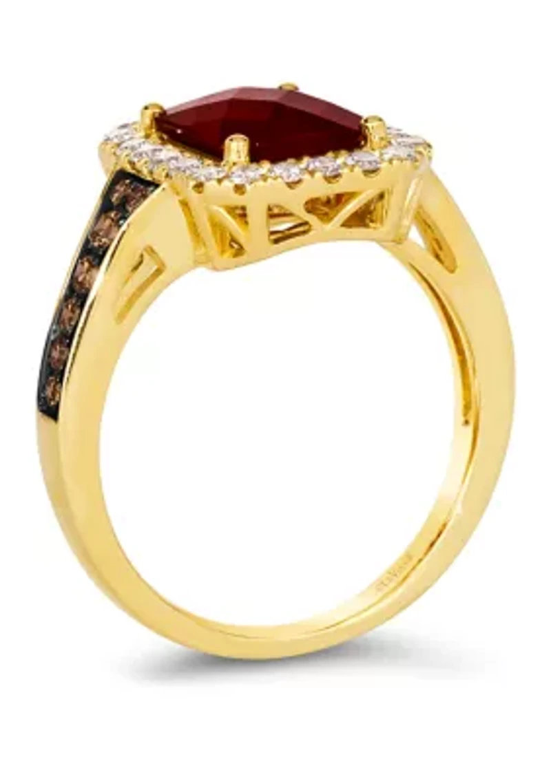 Ring featuring 2.3 ct. t.w. Pomegranate Garnet™, 1/4 ct. t.w. Chocolate Diamonds®, 3/8 ct. t.w. Nude Diamonds™ in 14K Honey Gold™