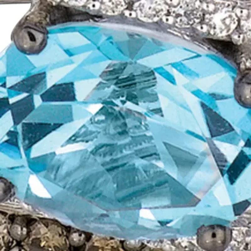 14k Vanilla Gold® Sea Blue Topaz™, Chocolate Diamond®, and Vanilla Diamond® Ring