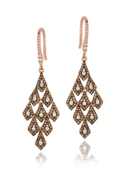 Earrings featuring 1/2 ct. t.w. Vanilla Diamonds®, 3/4 ct. t.w. Chocolate Diamonds®  in 14K Strawberry Gold®