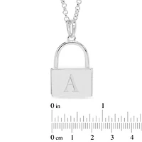 Initial Engraved Lock Pendant Necklace