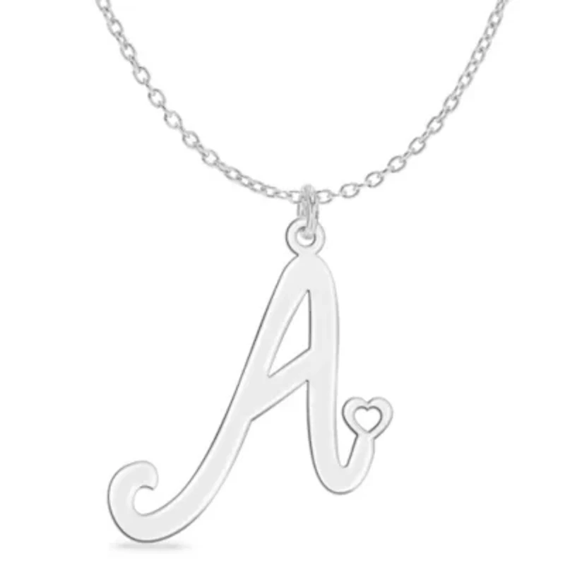 Initial Engraved Pendant Necklace Heart