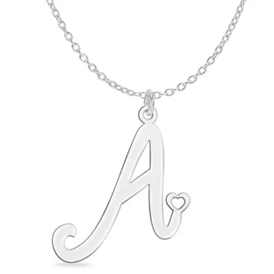 Initial Engraved Pendant Necklace Heart