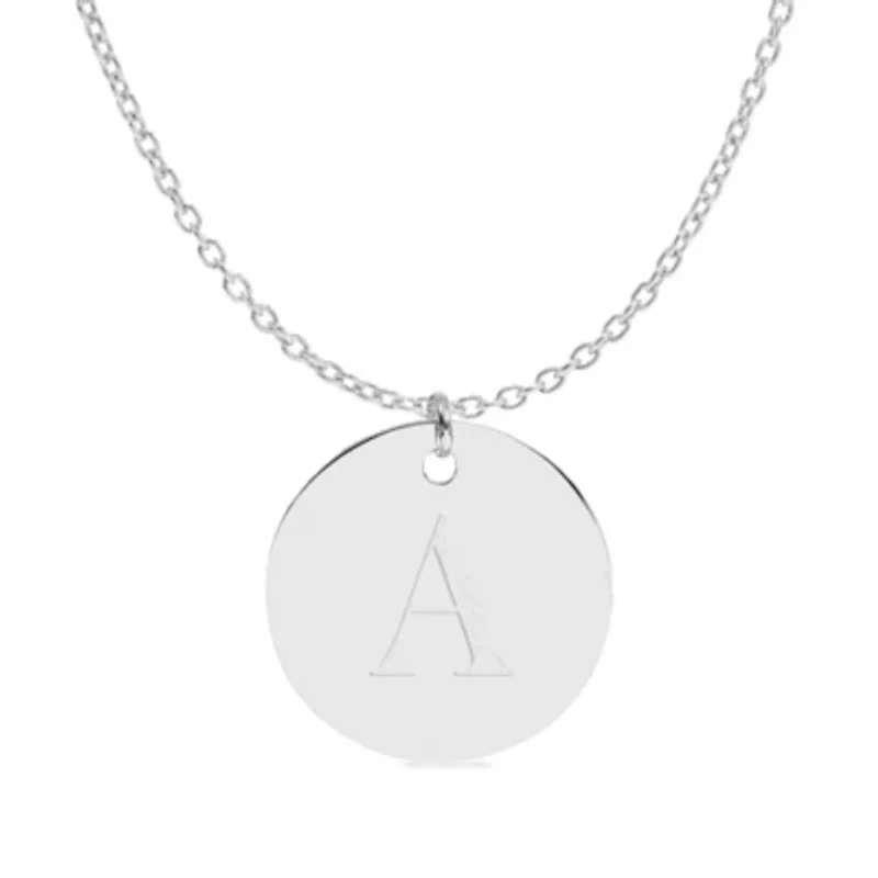 Initial Engraved Disc Pendant Necklace
