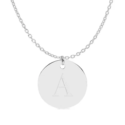 Initial Engraved Disc Pendant Necklace