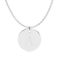 Initial Engraved Disc Pendant Necklace