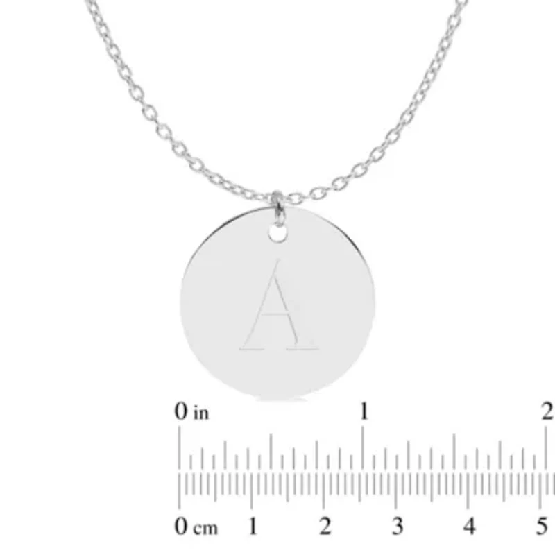 Initial Engraved Disc Pendant Necklace