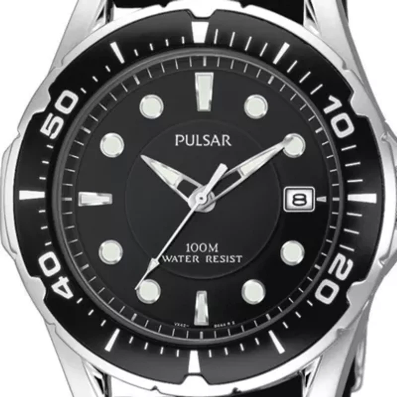 Men's Black Urethane Strap Watch