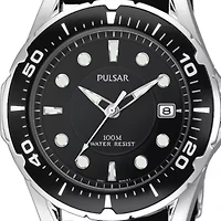 Men's Black Urethane Strap Watch