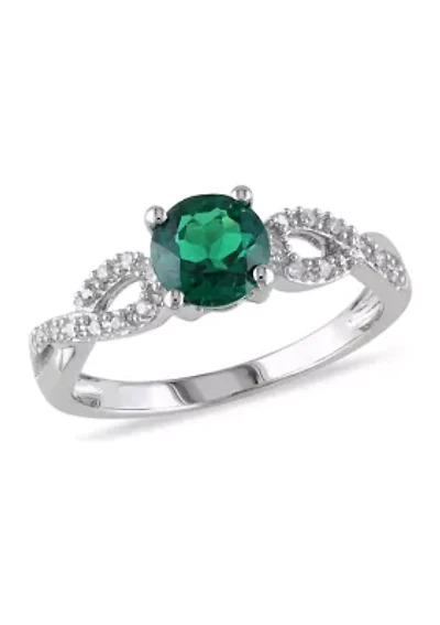 4/5 ct. t.w. Created Emerald and 1/10 Diamond Engagement Ring 10k White Gold
