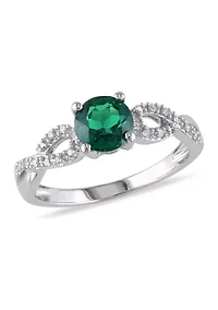 4/5 ct. t.w. Created Emerald and 1/10 Diamond Engagement Ring 10k White Gold