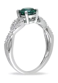 4/5 ct. t.w. Created Emerald and 1/10 Diamond Engagement Ring 10k White Gold