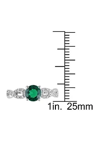 4/5 ct. t.w. Created Emerald and 1/10 Diamond Engagement Ring 10k White Gold