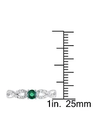 1/10 ct. t.w. Created Emerald and Diamond Infinity Engagement Ring Sterling Silver
