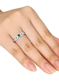 1/10 ct. t.w. Created Emerald and Diamond Infinity Engagement Ring Sterling Silver