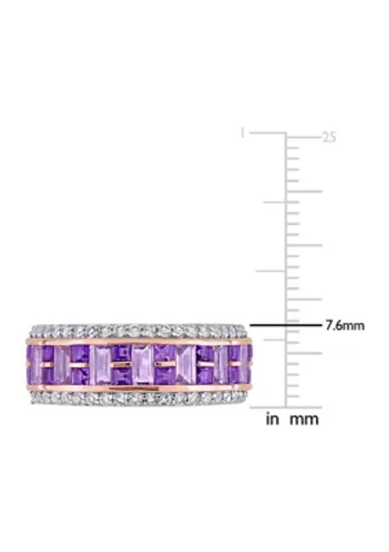 Amethyst and White Topaz Semi-Eternity Ring 10K Rose Gold