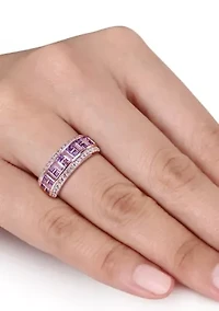Amethyst and White Topaz Semi-Eternity Ring 10K Rose Gold