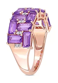 2.8 ct. t.w. Amethyst and 1/10 Diamond Brick Mosaic Ring 10K Rose Gold