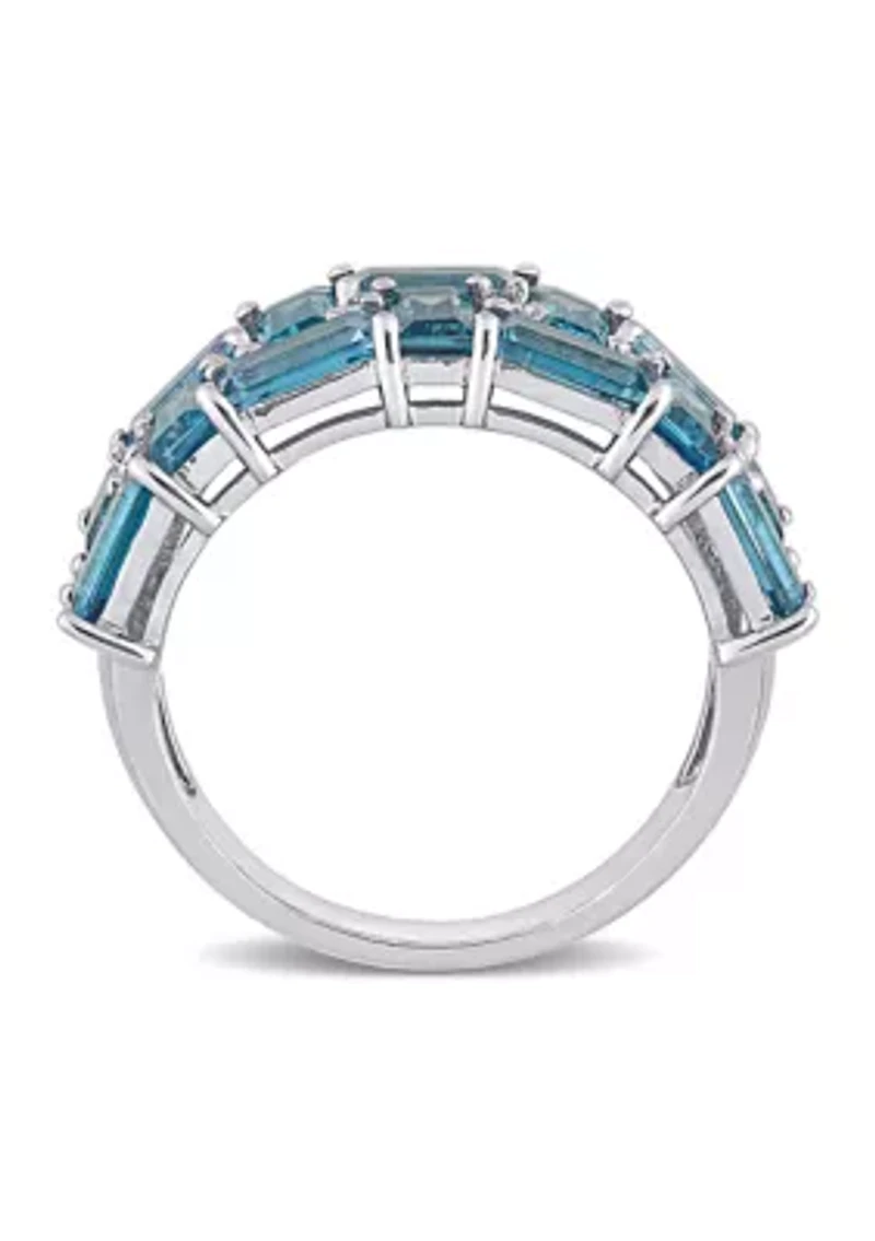 3.62 ct. t.w. Blue Topaz and 1/10 Diamond Brick Mosaic Ring 10K White Gold