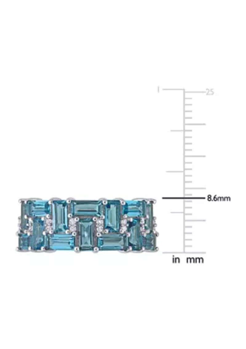 3.62 ct. t.w. Blue Topaz and 1/10 Diamond Brick Mosaic Ring 10K White Gold