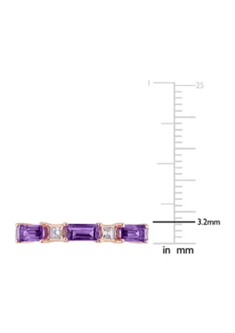 Amethyst and White Topaz Semi-Eternity Ring 10k Rose Gold