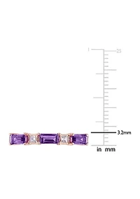 Amethyst and White Topaz Semi-Eternity Ring 10k Rose Gold