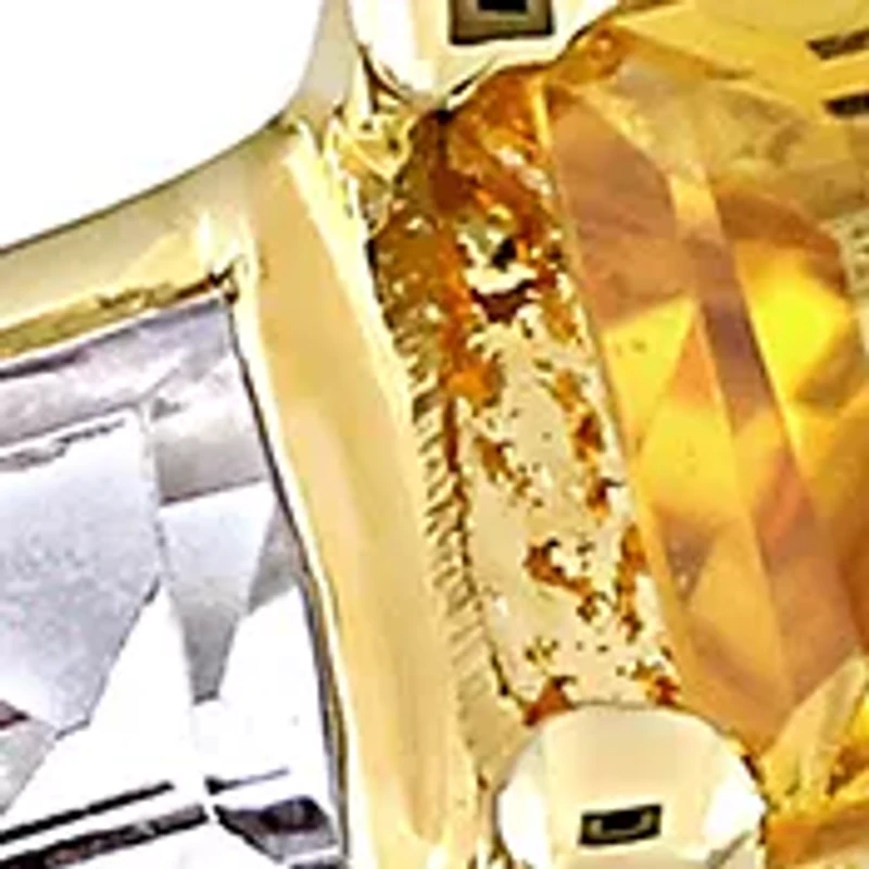 Citrine and White Topaz Semi-Eternity Ring 10K Yellow Gold