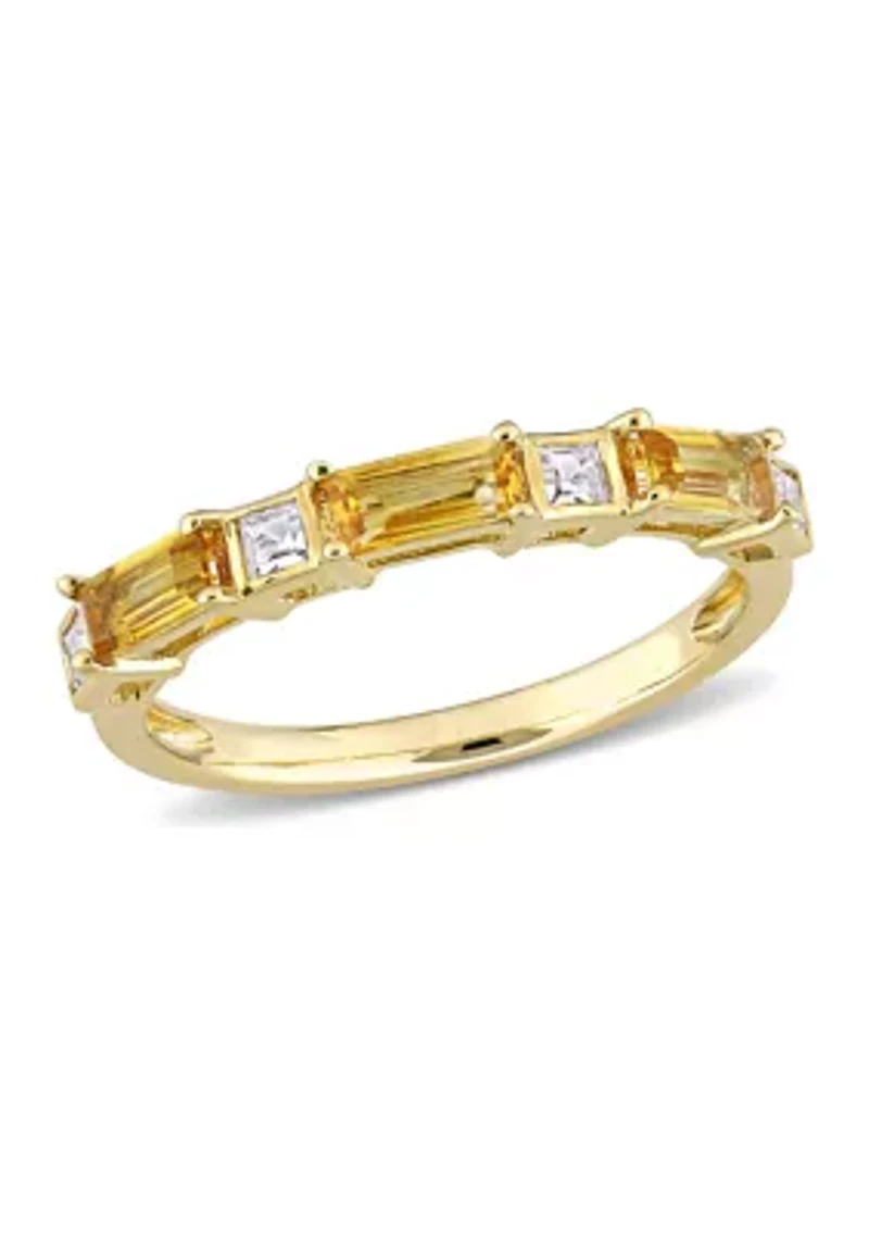 Citrine and White Topaz Semi-Eternity Ring 10K Yellow Gold