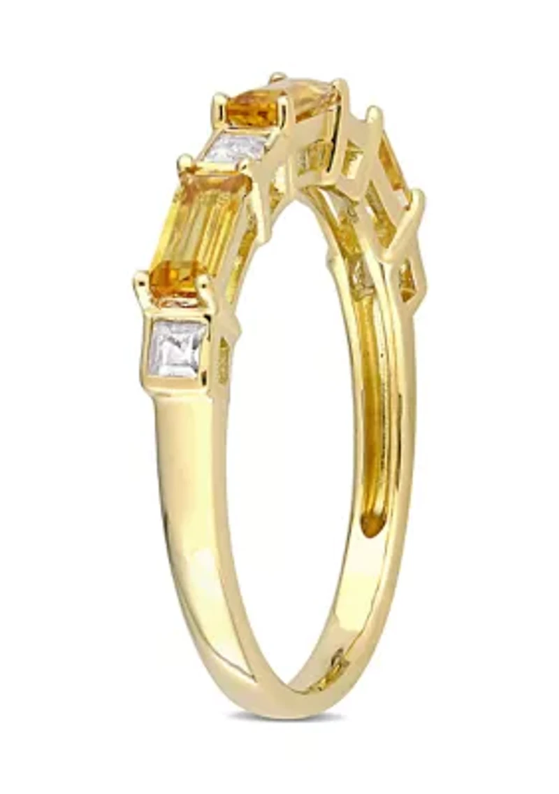 Citrine and White Topaz Semi-Eternity Ring 10K Yellow Gold