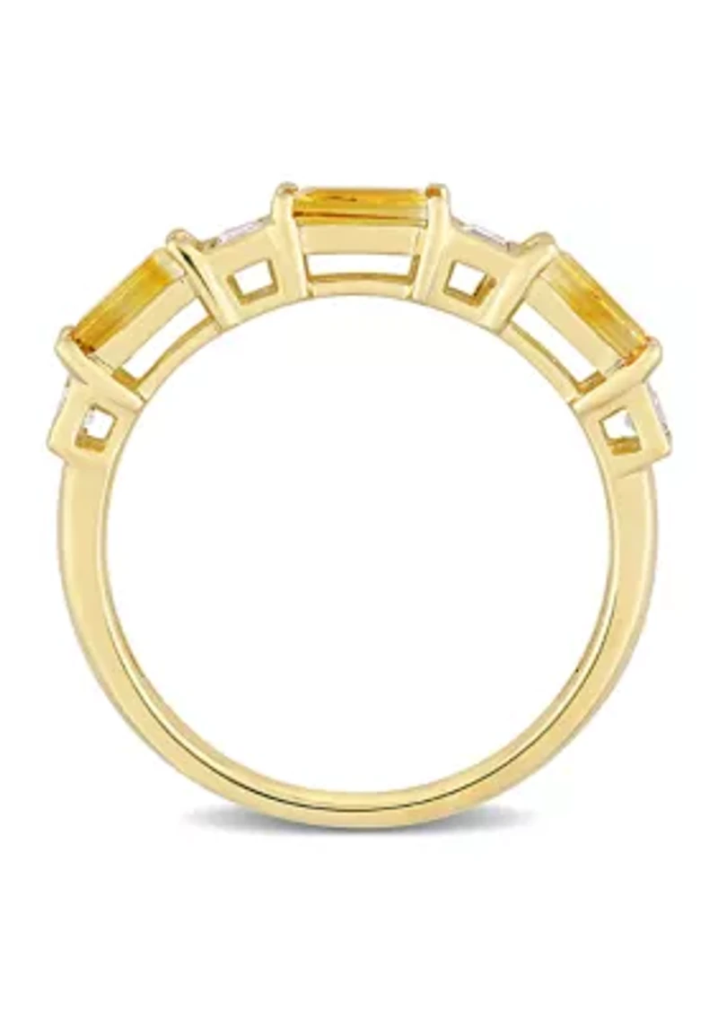 Citrine and White Topaz Semi-Eternity Ring 10K Yellow Gold