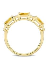 Citrine and White Topaz Semi-Eternity Ring 10K Yellow Gold