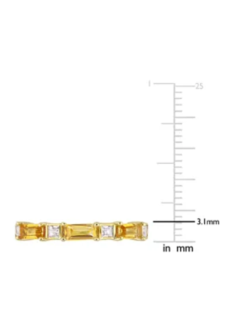Citrine and White Topaz Semi-Eternity Ring 10K Yellow Gold
