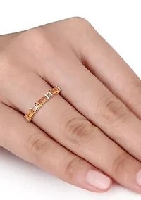 Citrine and White Topaz Semi-Eternity Ring 10K Yellow Gold