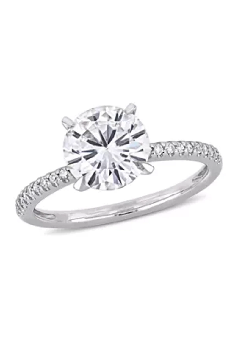 Lab Created 2 ct. t.w. Moissanite, 1/10 Diamond  Engagement Ring 14k White Gold