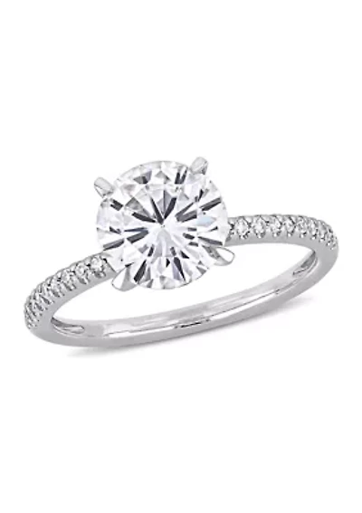 Lab Created 2 ct. t.w. Moissanite, 1/10 Diamond  Engagement Ring 14k White Gold