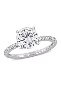 Lab Created 2 ct. t.w. Moissanite, 1/10 Diamond  Engagement Ring 14k White Gold