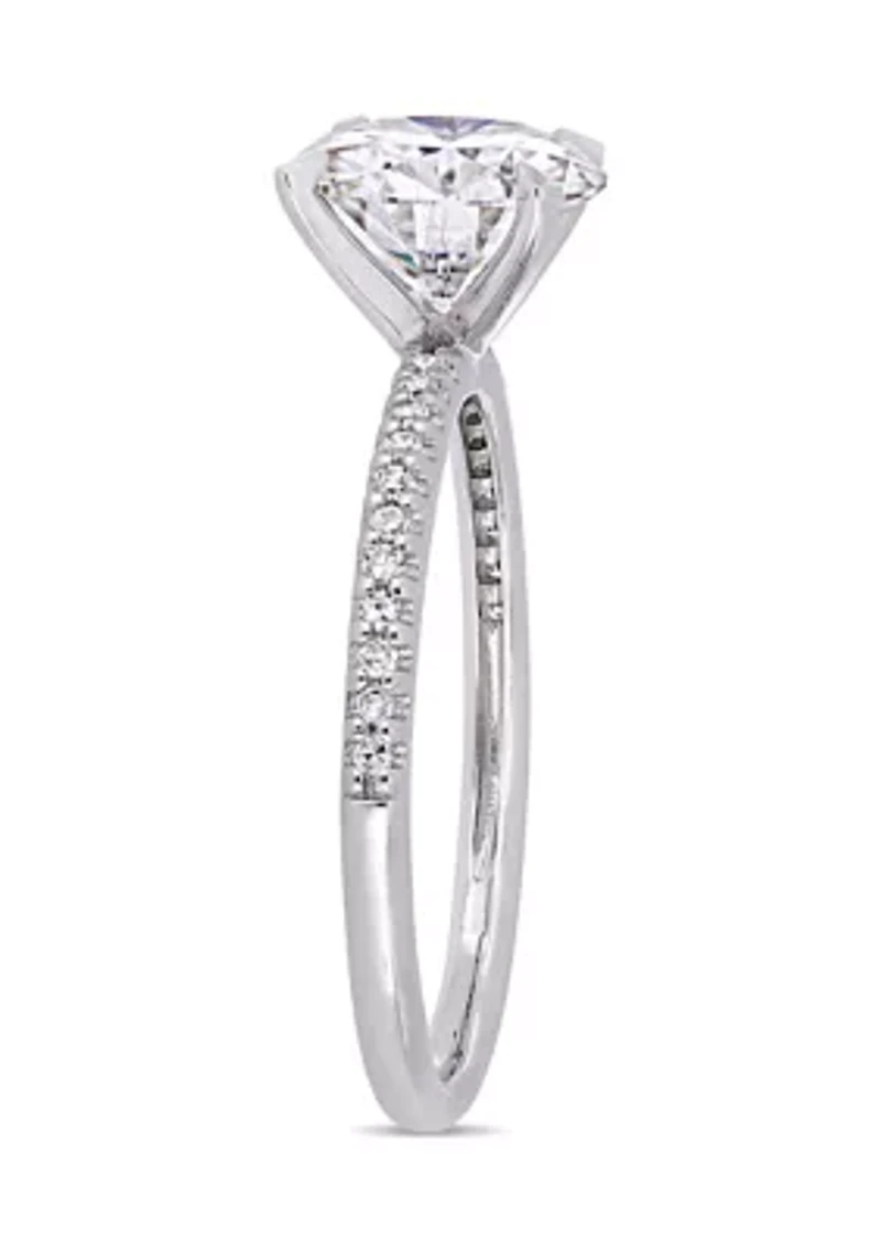 Lab Created 2 ct. t.w. Moissanite, 1/10 Diamond  Engagement Ring 14k White Gold