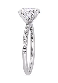Lab Created 2 ct. t.w. Moissanite, 1/10 Diamond  Engagement Ring 14k White Gold