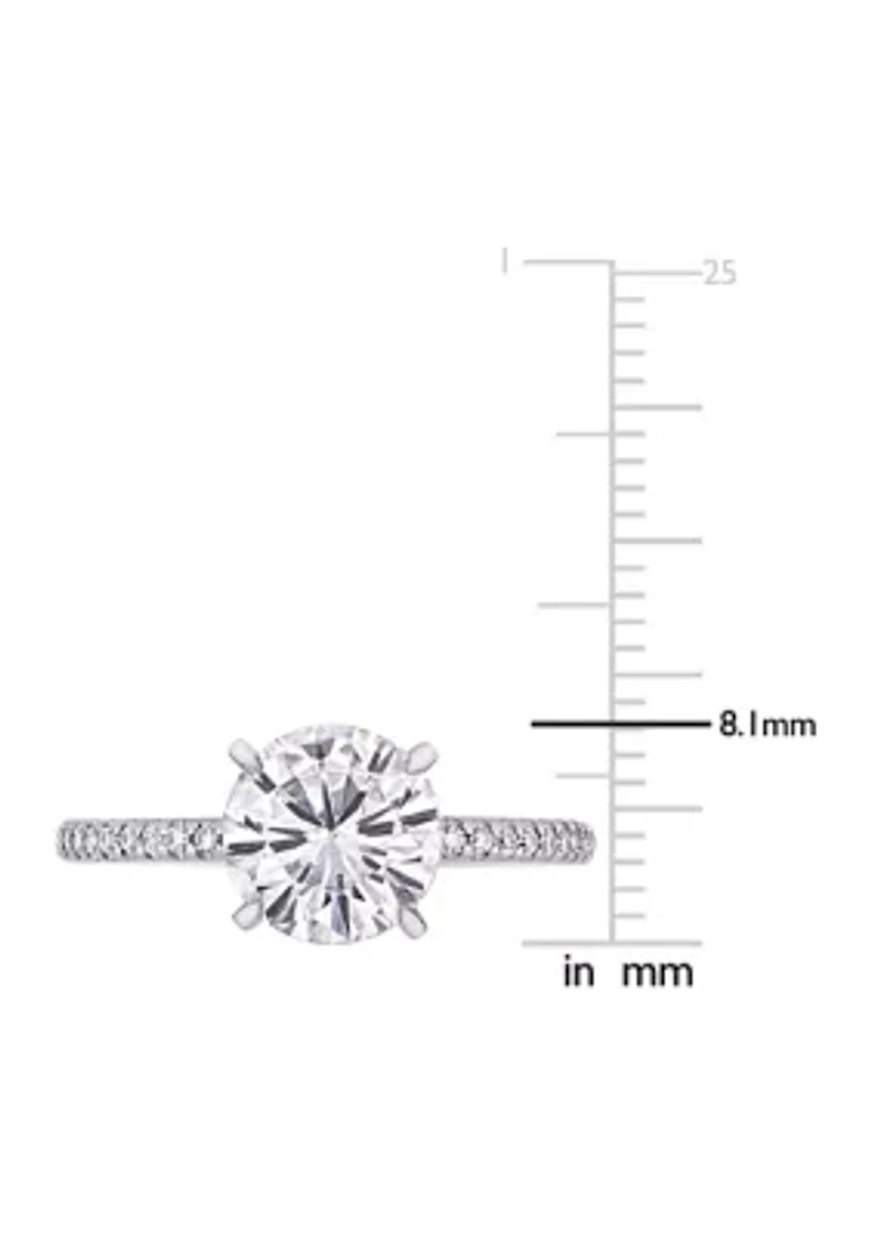 Lab Created 2 ct. t.w. Moissanite, 1/10 Diamond  Engagement Ring 14k White Gold