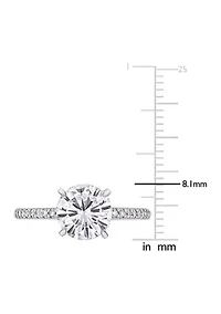 Lab Created 2 ct. t.w. Moissanite, 1/10 Diamond  Engagement Ring 14k White Gold